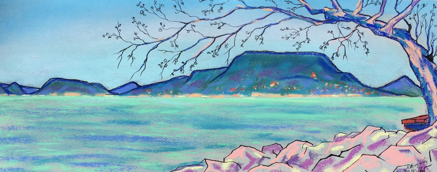 Balatonmeer III, 2019 - pastel, Oost-Indische inkt op papier.