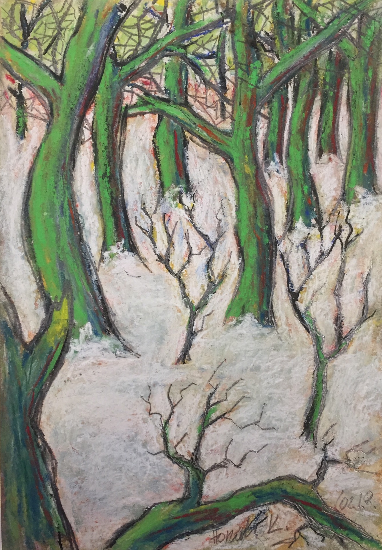 Bomen, 2002 - pastel op papier, 24 x 16.5 cm
