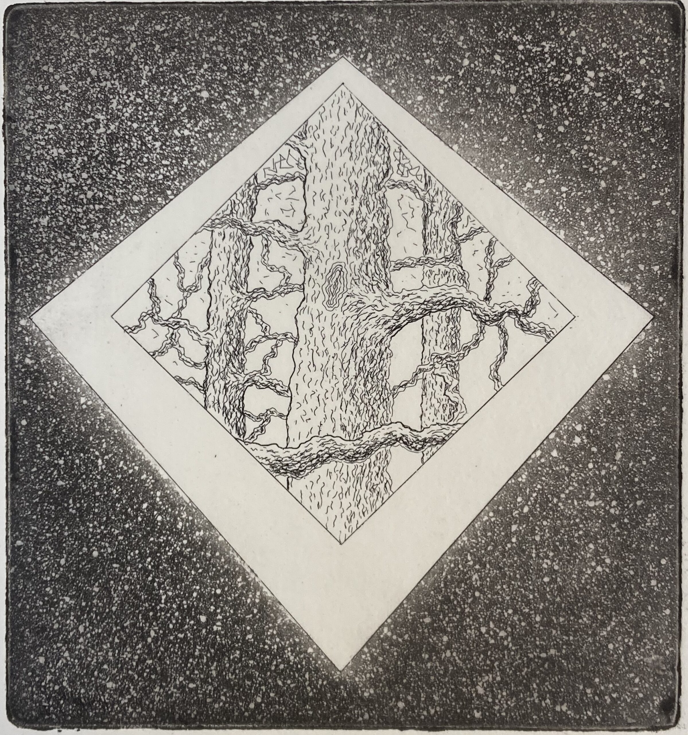 Bomen II, 2002 - ets op papier, 13.5 x 12.5 cm