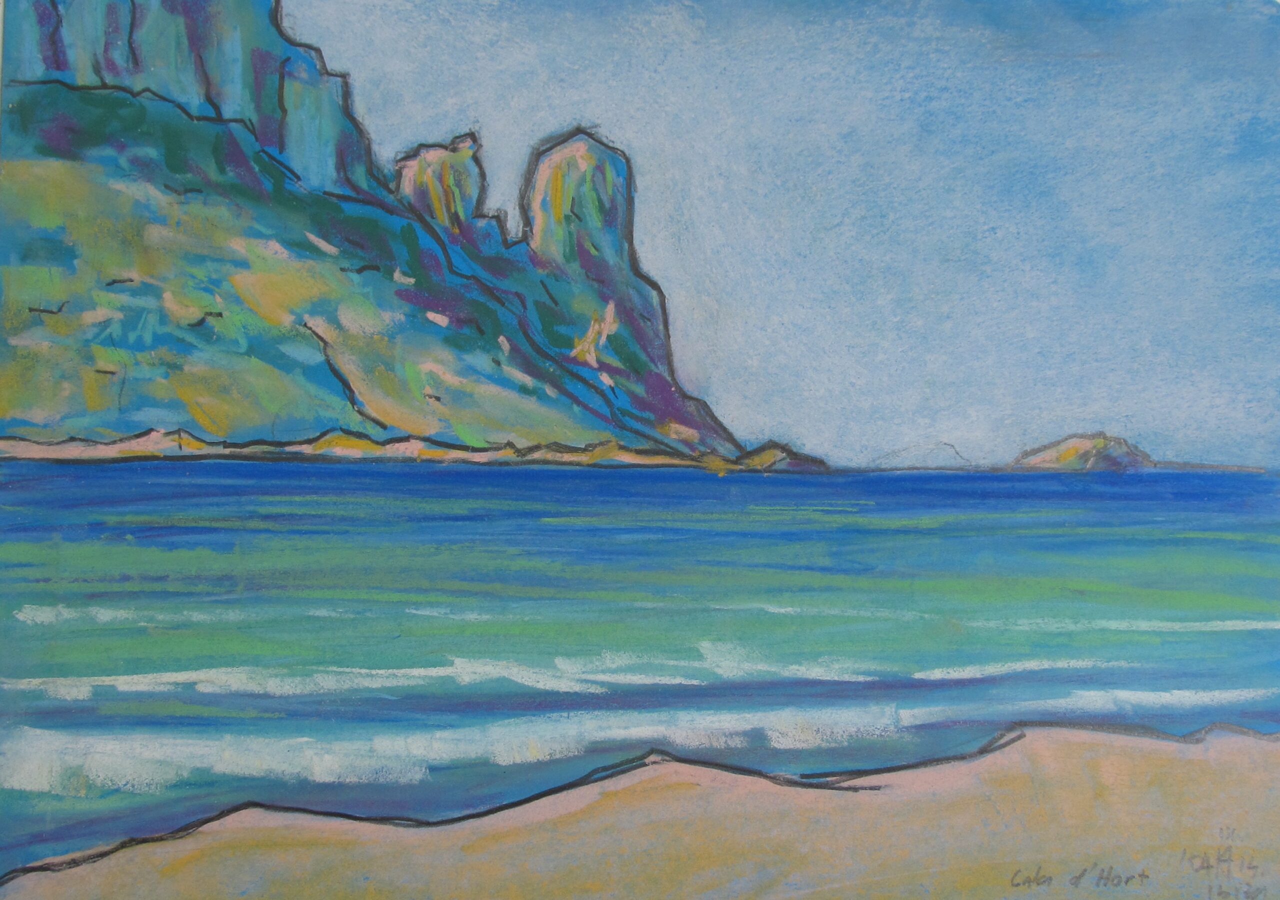Cala d’Hort II, Ibiza, 2004 - pastel en potlood op papier, 21.5 x 29.5 cm