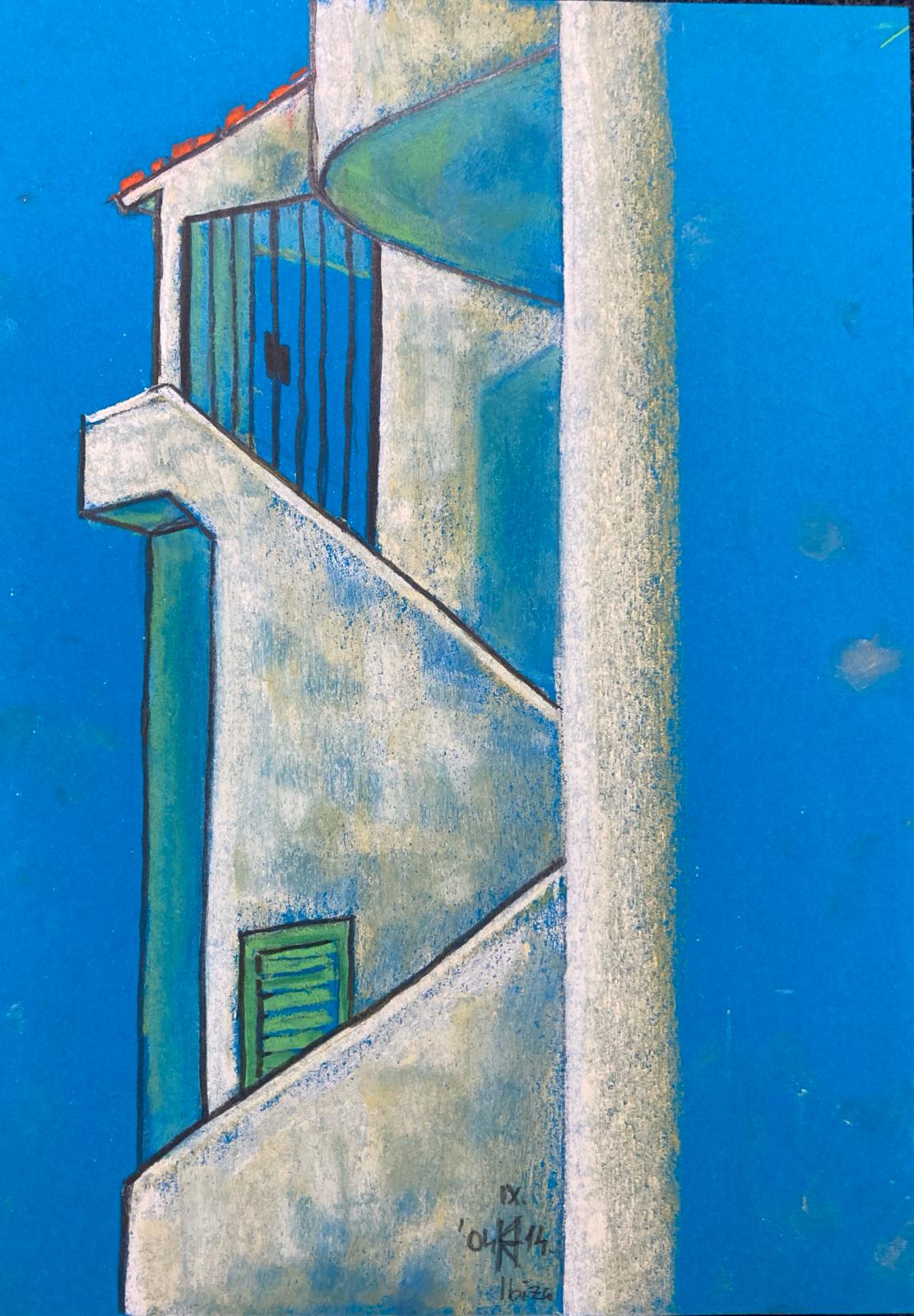 Casa Ala, Ibiza, 2004 - pastel en potlood op papier, 21.5 x 29.5 cm, particuliere collectie