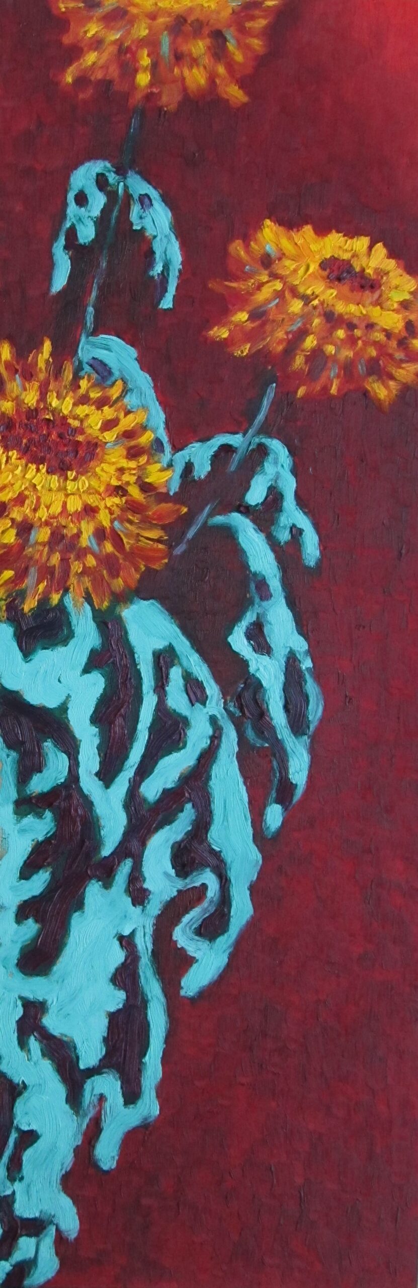 Chrysanten II, 2008 - olieverf op paneel, 97 x 32 cm