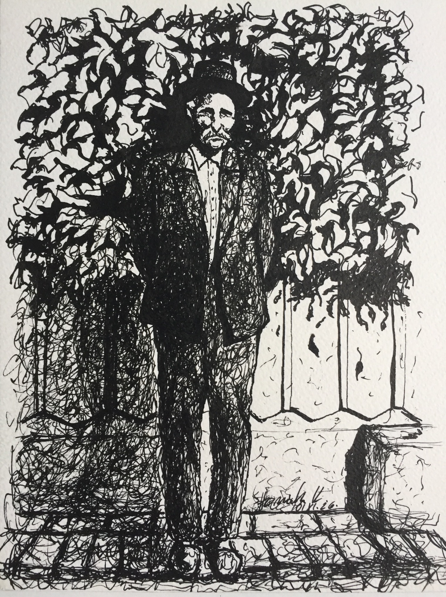 Fazekas tata, mijn overgrootvader, 2001 - pentekening op papier, 22 x 18 cm, particuliere collectie