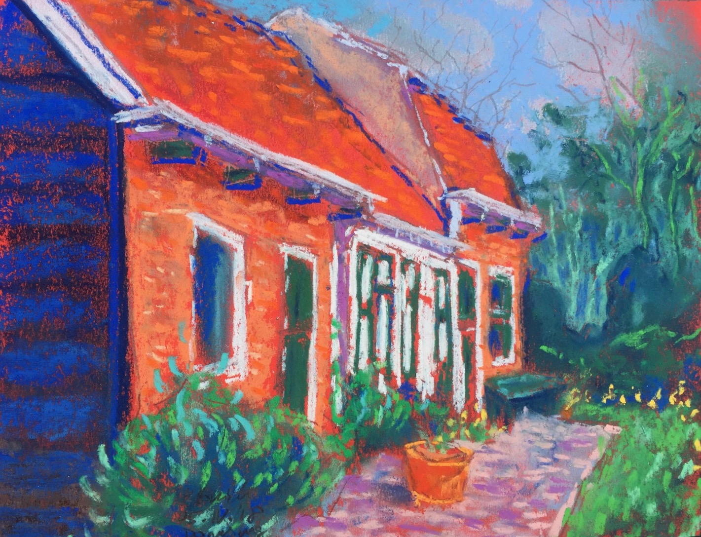 Duinstraat Domburg, 2018 - pastel op papier, particuliere collectie