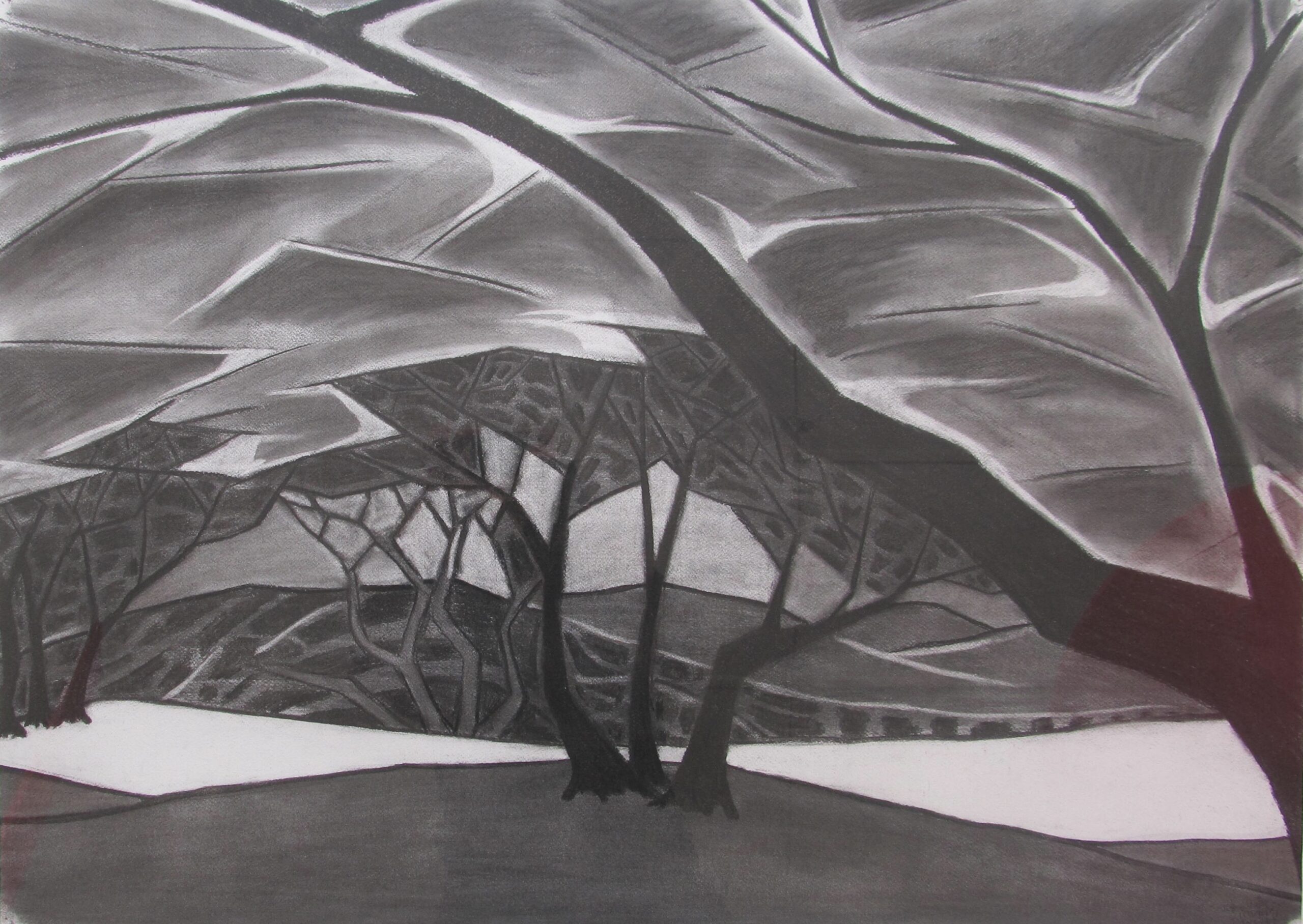 Impressie I (De Manteling), 2001 - houtskool op papier, 75 x 105 cm