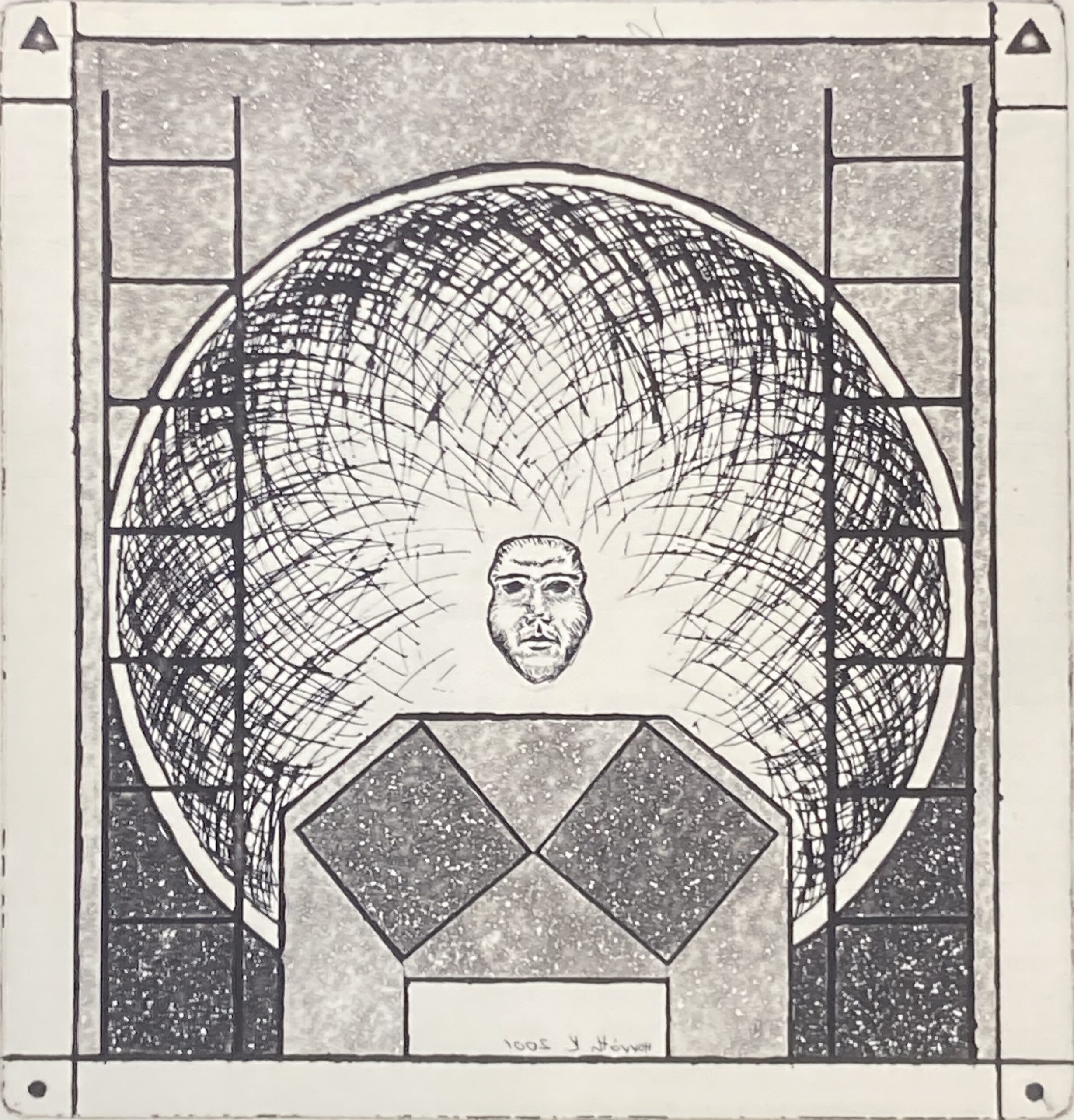 Kracht, 2001 - ets op papier, 14 x 13 cm