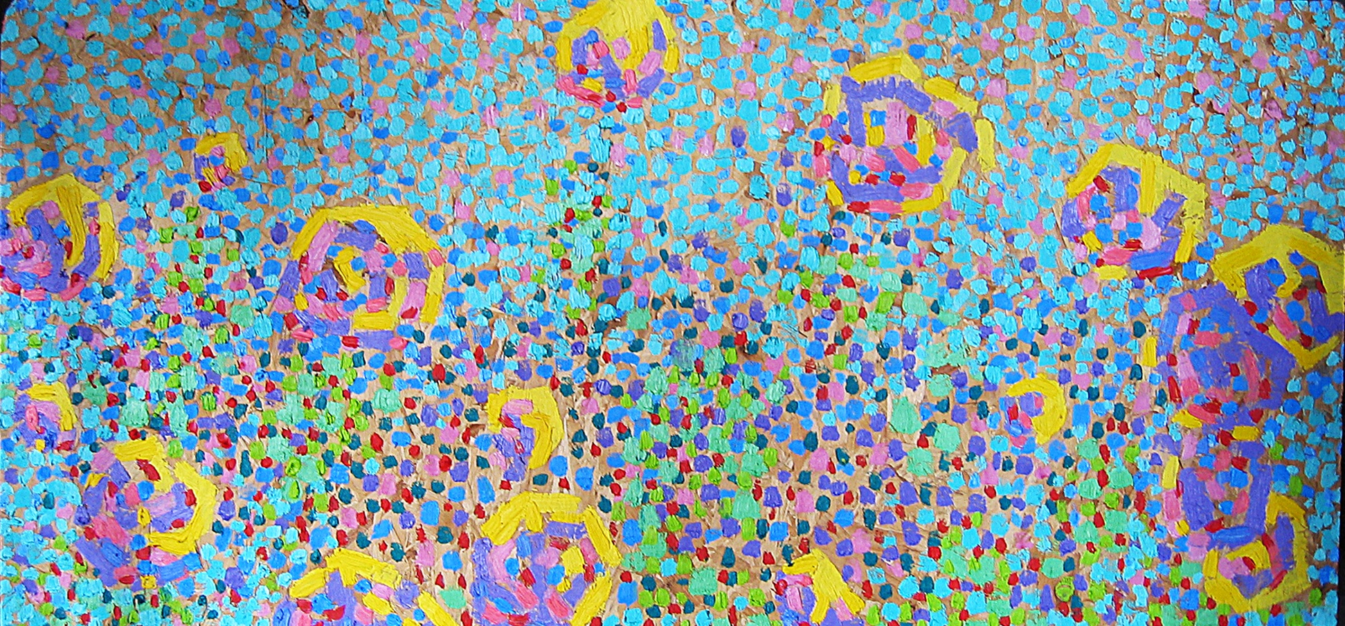 Pioenrozen I, 2008 - olieverf op paneel, 55.5 x 120 cm