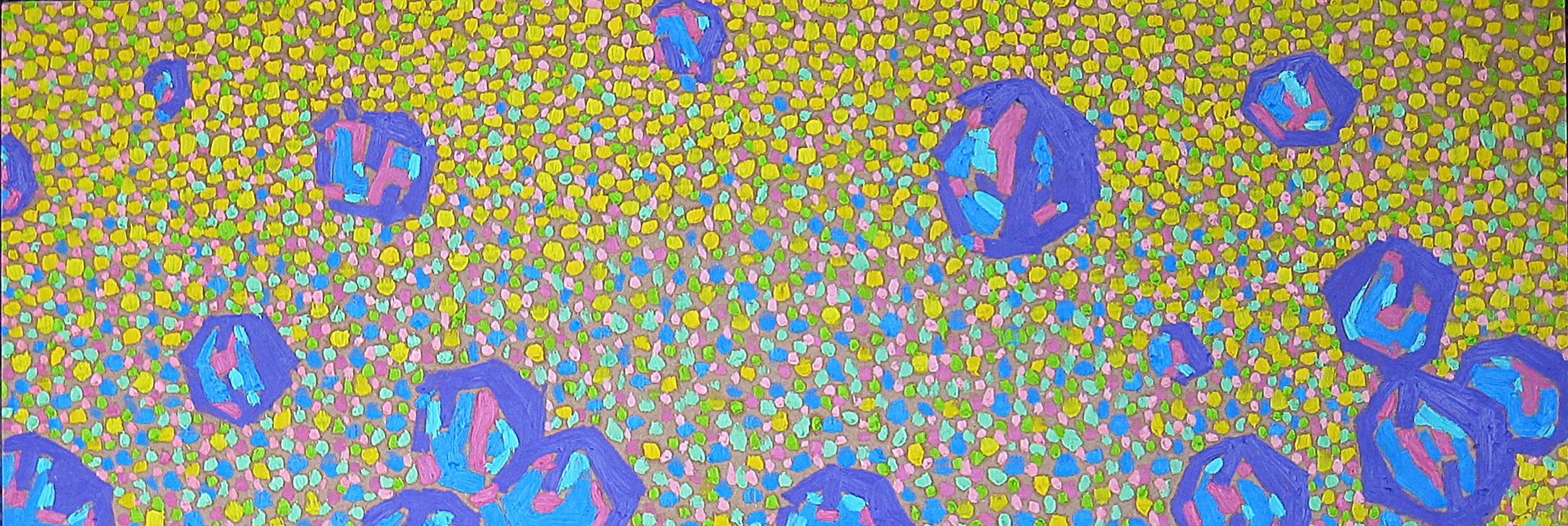 Pioenrozen IV, 2008 -olieverf op paneel, 49 x 143 cm