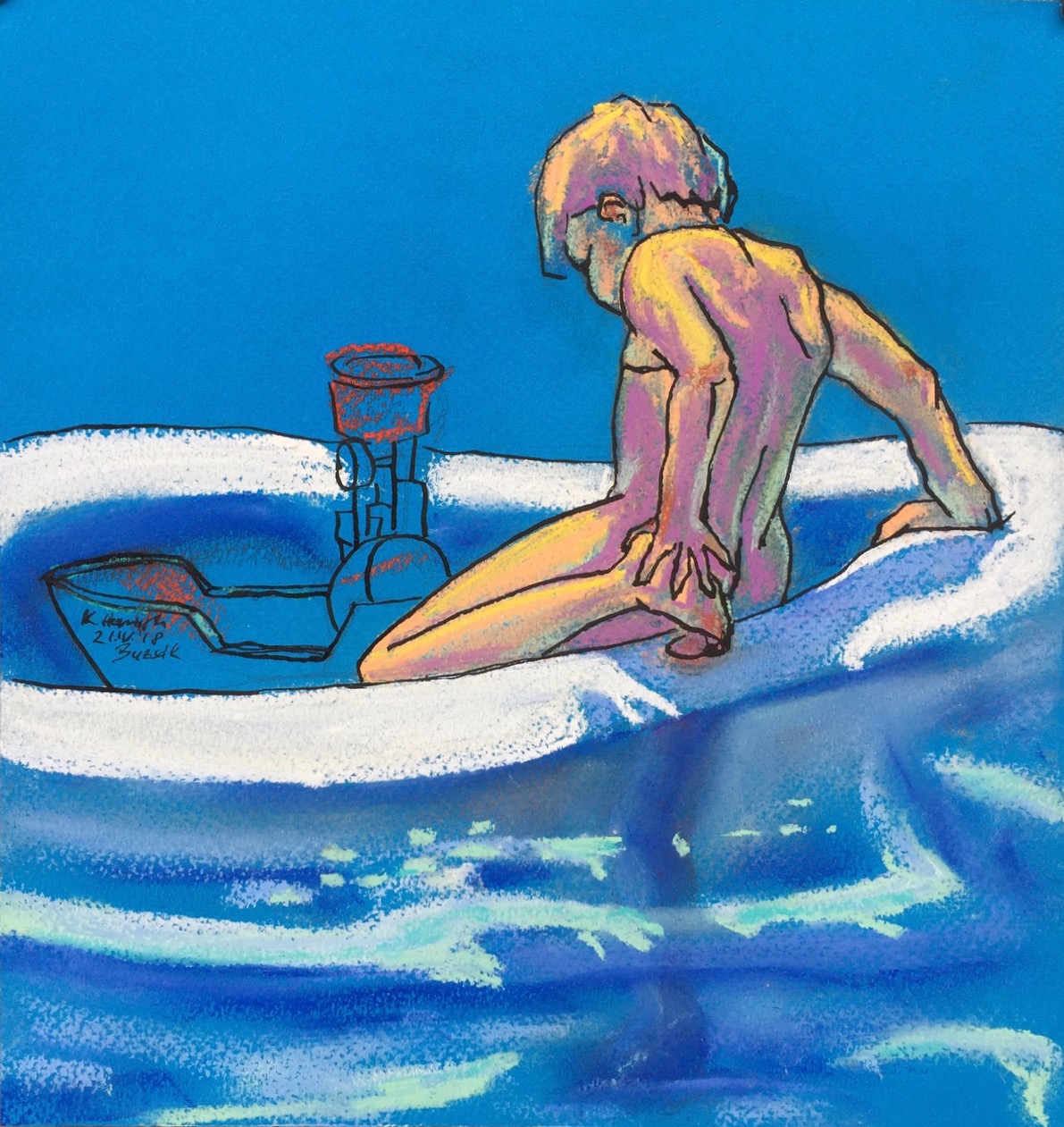 Puna, 2018 - pastel, oostindische inkt op papier, 23 x 21.5 cm - particuliere collectie