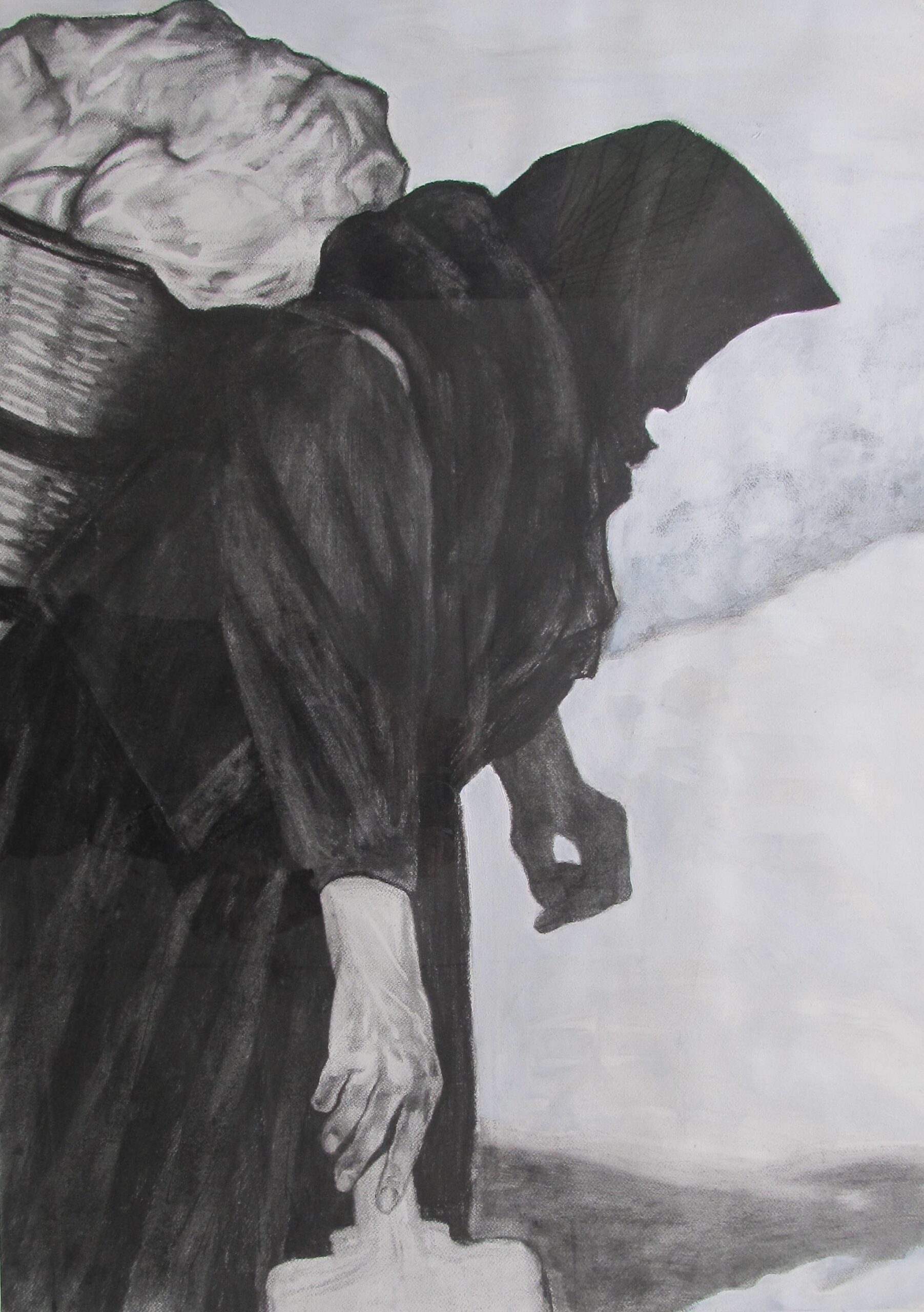 Voorstudie I, Het Wasvrouwtje, 2010 -  houtskool op papier, 105 x 75 cm