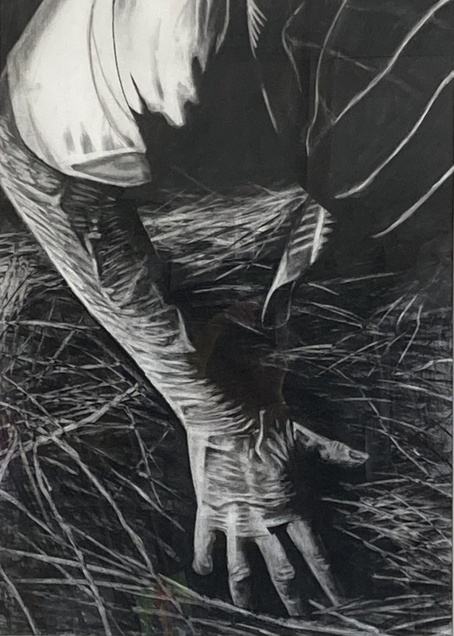 Voorstudie IV, De Hand, 2010 - houtskool op papier, 105 x 75 cm