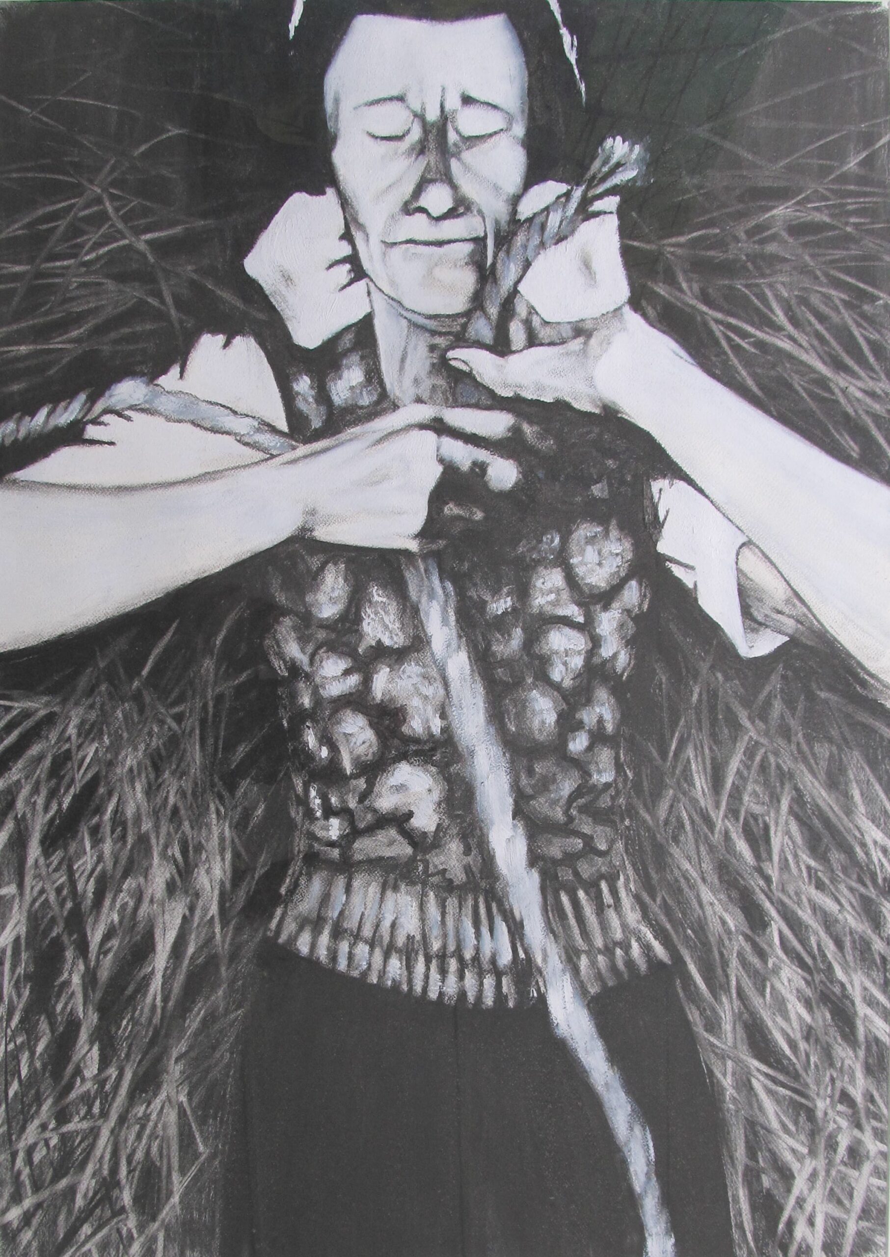 Voorstudie V, De Hooibindster, 2010 - houtskool op papier, 105 x 75 cm