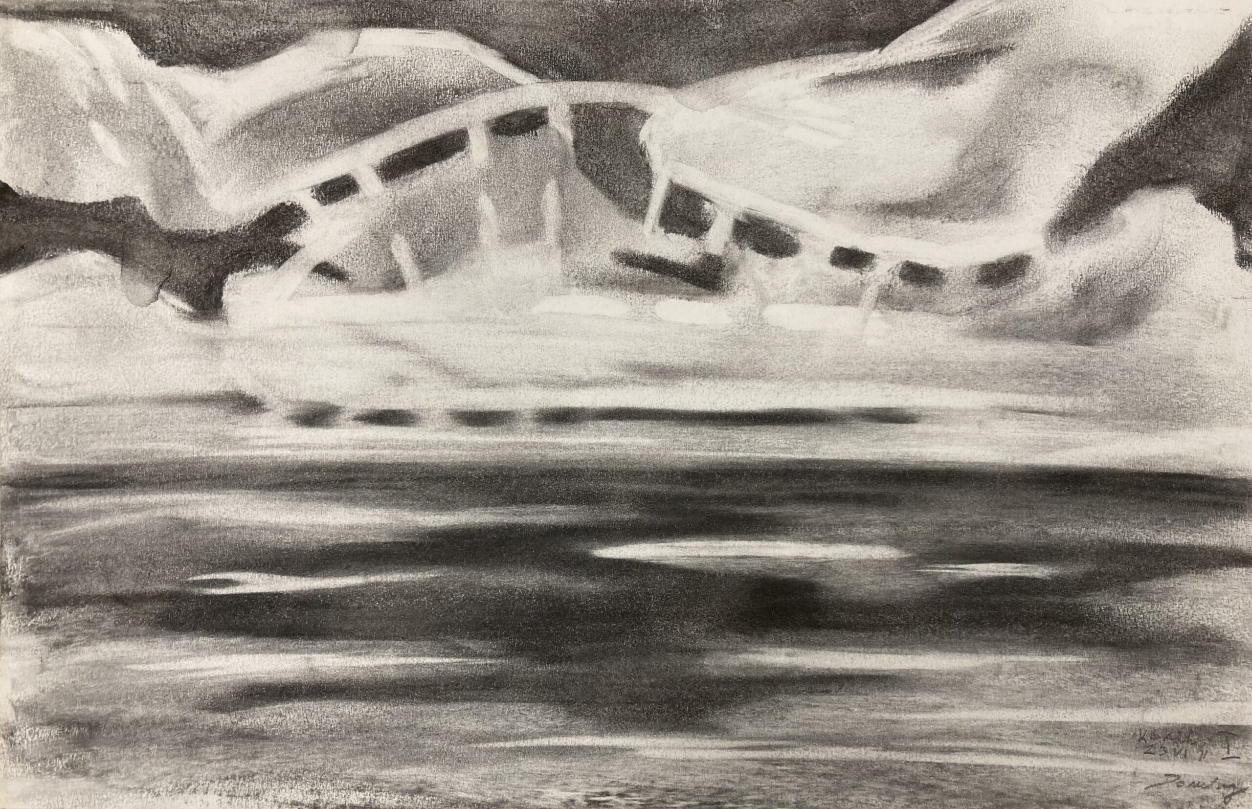 Wolkenstudie I Domburg, 2011 - houtskool op papier, 32 x 50 cm