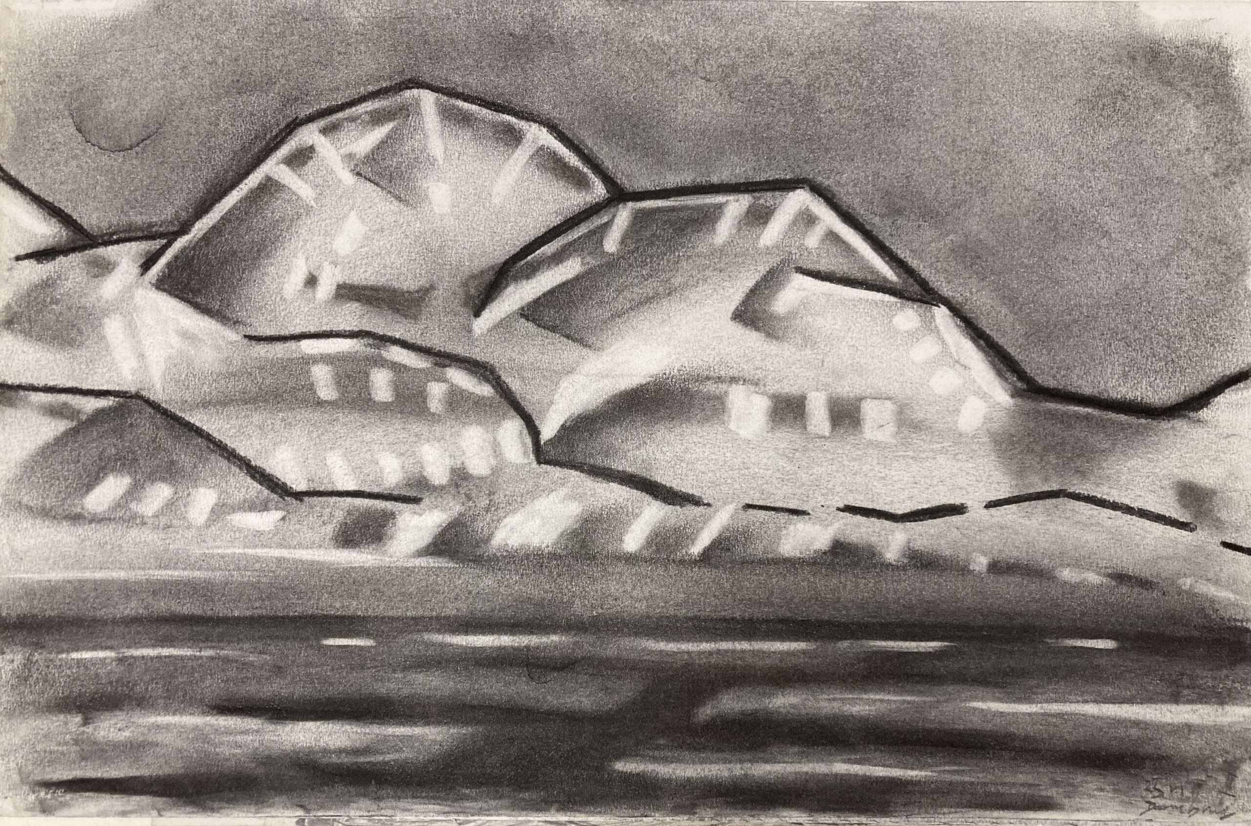 Wolkenstudie II Domburg, 2011 - houtskool op papier, 32 x 50 cm