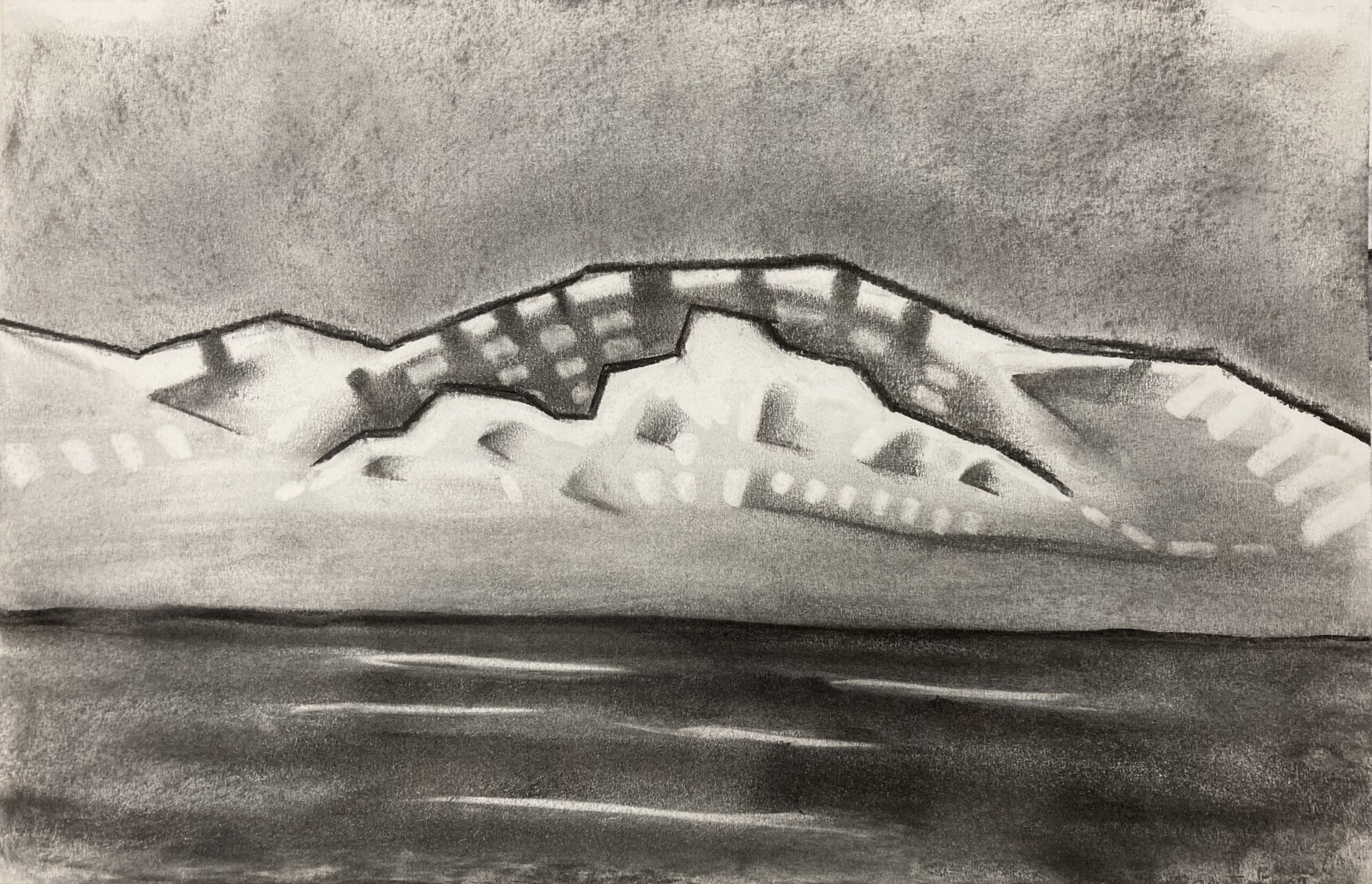 Wolkenstudie III Domburg, 2011 -  houtskool op papier, 32 x 50 cm