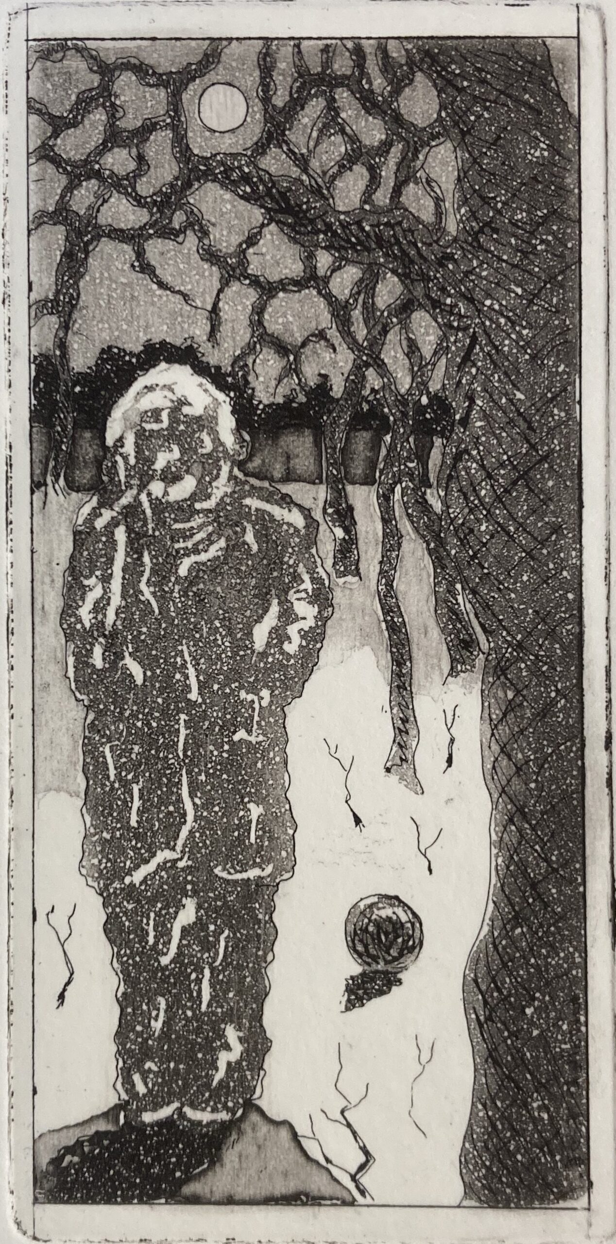 Zonder titel, 2002 - ets op papier, 14 x 6,5 cm