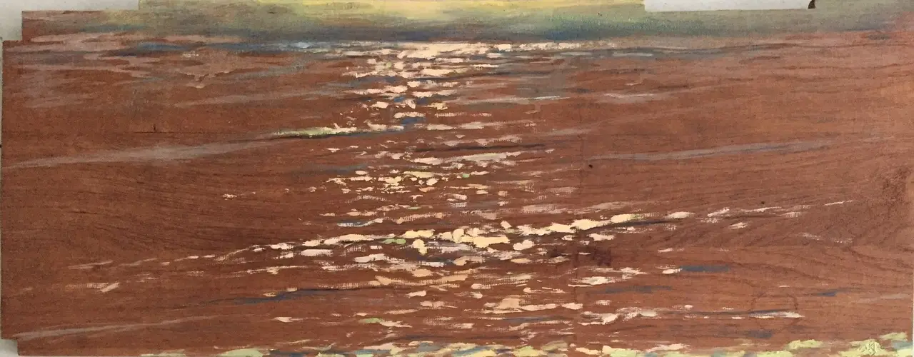 Zee bij maanlicht, 2003 - olieverf op paneel, 31 x 79 cm