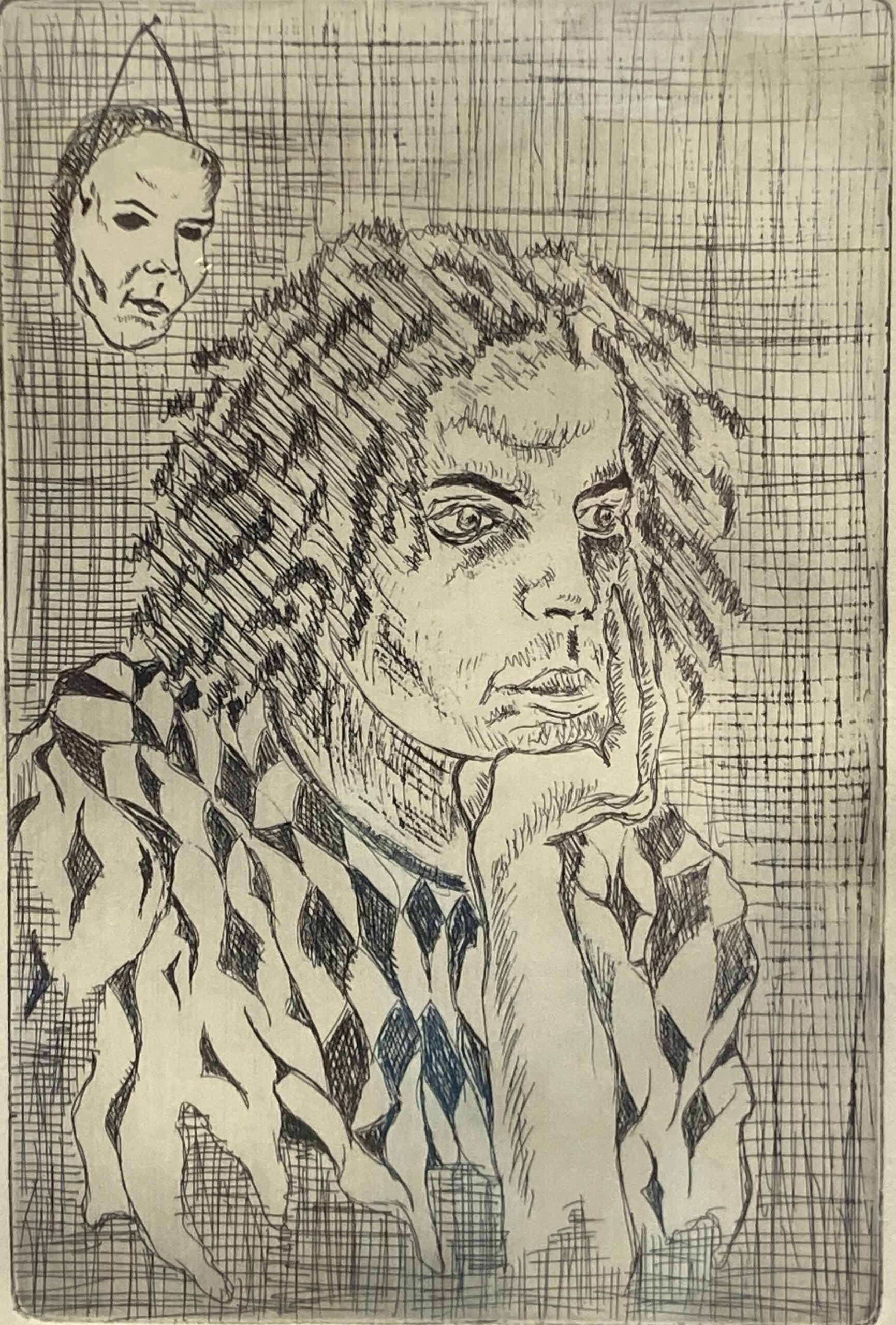 Zelfportret, 2001 - ets op papier, 19 x 17.5 cm