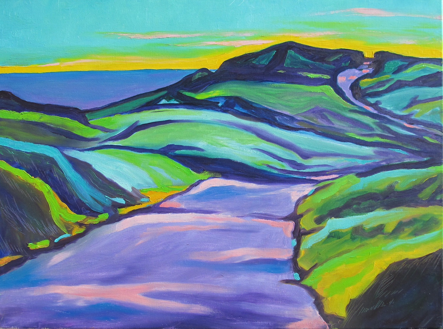 Zonsopgang aan zee, 2009 - olieverf op doek, 60 x 80 cm, schenking aan Gymnasium Makó Hongarije