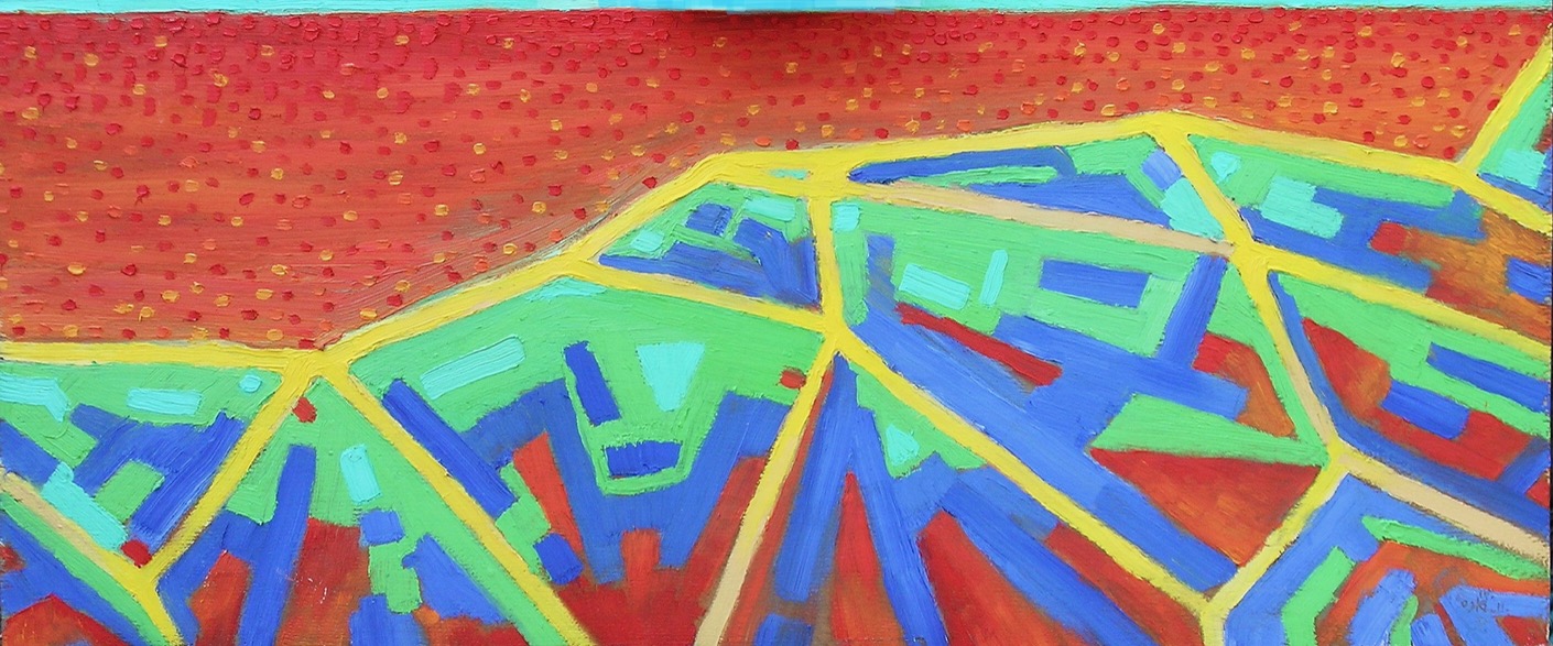 Kust van Walcheren, 2003 - olieverf op paneel, 43 x 110 cm, MTVP Museum Domburg